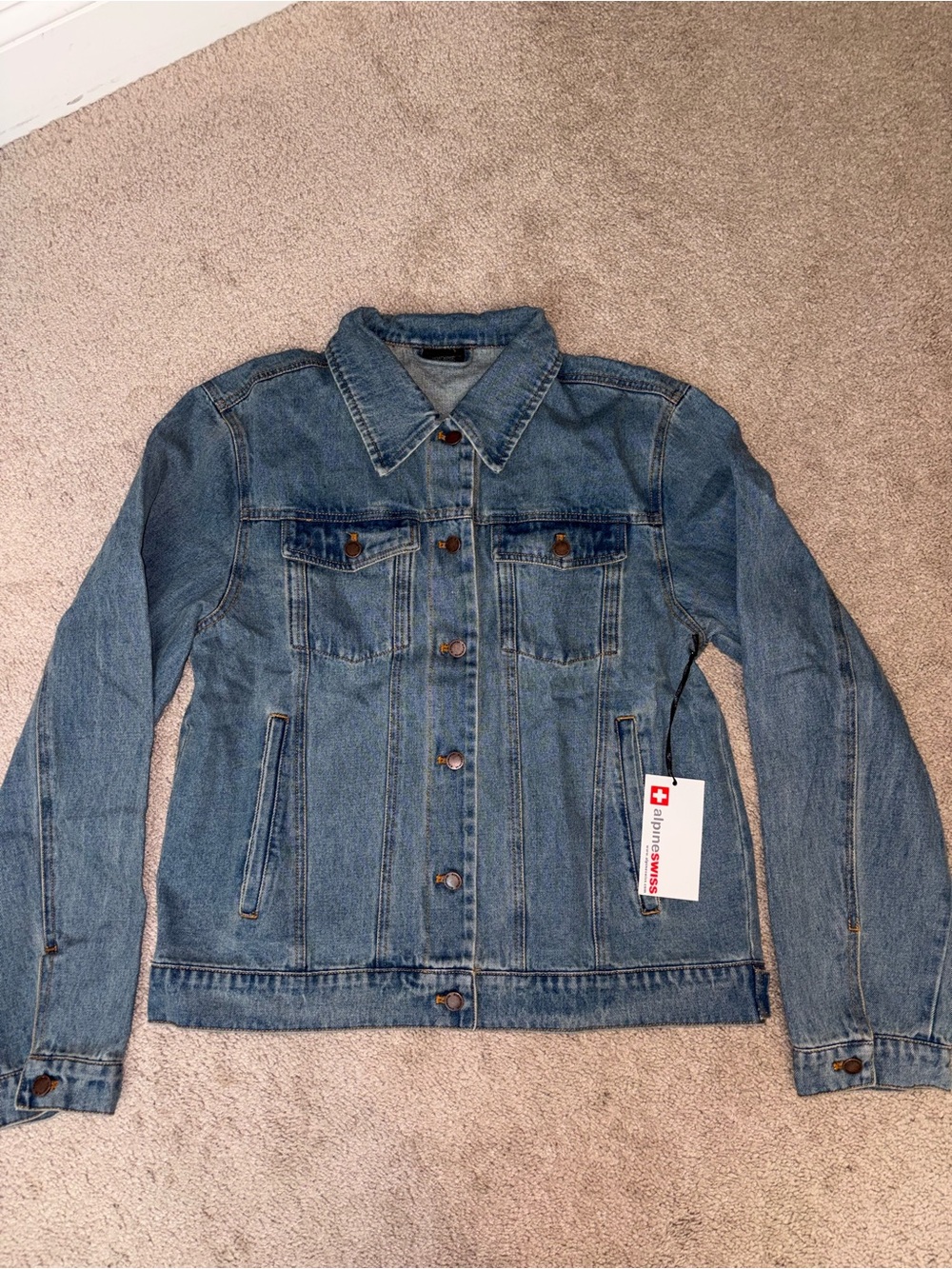 Alpine Swiss Light Blue Denim Trucker Jacket